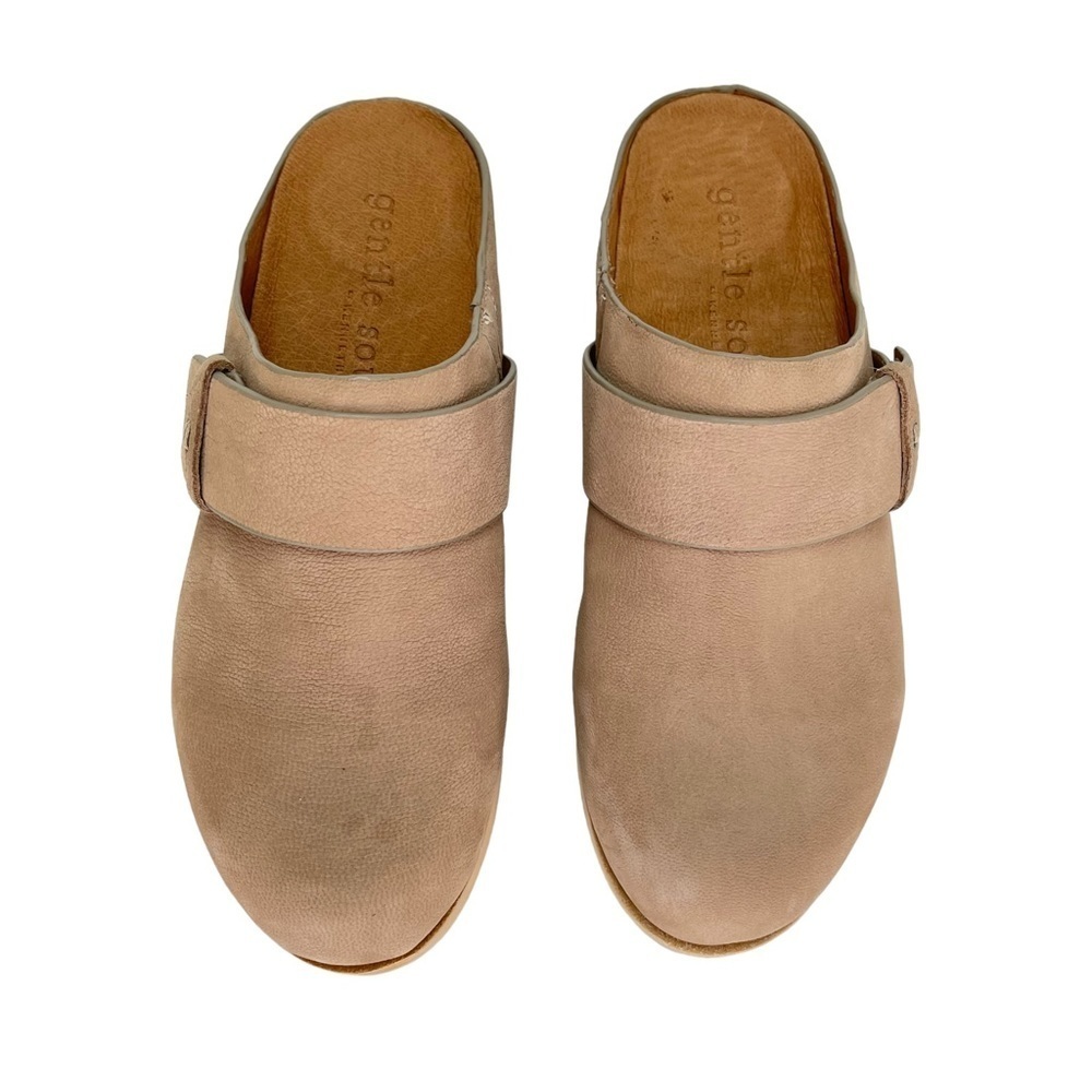 Gentle Souls Henley Tan Leather Wooden Platform Womens Clog Size 6.5M - Picture 6 of 16